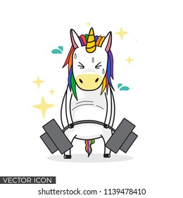 Funny Unicorn Drawing Lifting Barbell