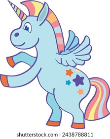 Funny unicorn. Fantasy animal. Magic fairytale creature