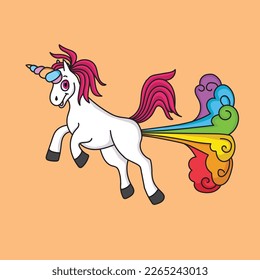 Funny unicorn fart vector illustration 