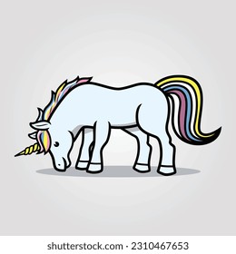 Funny unicorn grazing graphic vector