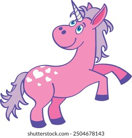 Funny unicorn. Happy fantasy character. Magic horse