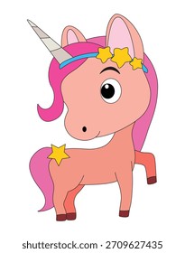 Gracioso un unicornio en saltar la Ilustración vectorial
