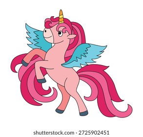 El unicornio gracioso está saltando la Ilustración vectorial