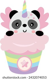 Funny unicorn panda in ice cream