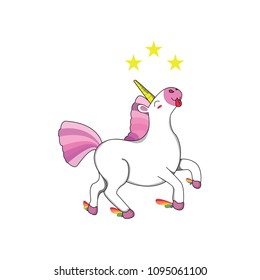 a funny unicorn with a star around his long horn