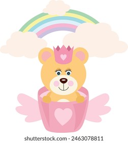 Funny unicorn teddy bear with rainbow
