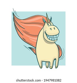 Funny unicorn. Vector illustration for design or textile print