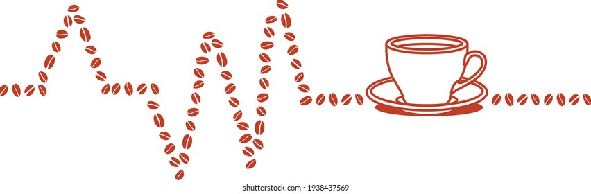 Funny and unique EKG Coffee Design. This illustration can be used as a print on T-shirts, cups, bags, Phone Case etc.