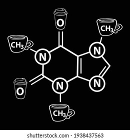 Funny unique Molecule Coffee Design. This illustration can be used as a print on T-shirts, cups, bags, Phone Case etc.