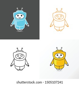 funny and unique robot with smiling sweetly image graphic icon logo design abstract concept vector stock. Can be used as a symbol related to tech
