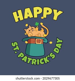 funny unisex happy st patricks day kitten unisex t design vector illustration for use in design and print wall art poster canvas