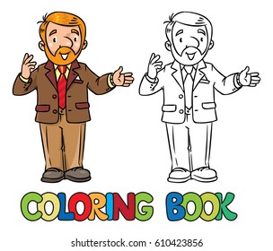 Funny university lecturer. Coloring book
