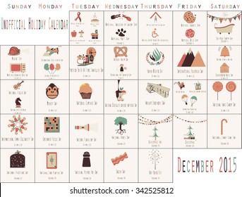 Funny Unofficial Holiday Calendar for December. Every Day is a Holiday