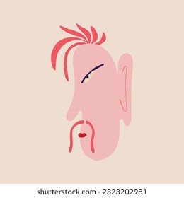 Das sonnige, ungewöhnliche Maultier eines Mannes mit einem Schnurrbart und einem lustigen Gesicht. Illustration im kindlichen Stil