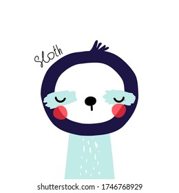 Funny unusual sloth. Kids trendy graphic. Vector hand drawn illustration.
