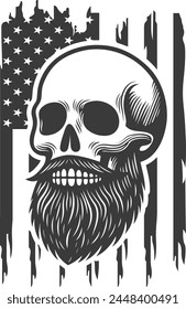 Funny Usa Flag With skeleton beard Vector Files,Skeleton Vector, Skull With Beard Files, Digital Vector Wall Files,Gift For Her	