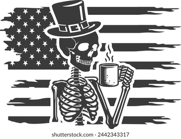 Funny Usa Flag With skeleton St Patricks Day Vector Files,Skeleton File, Skull With St Patricks Day Vector Files, Digital Vector Wall Files,Gift For Her, Irish Vector Files