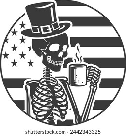 Funny Usa Flag With skeleton St Patricks Day Vector Files,Skeleton File, Skull With St Patricks Day Vector Files, Digital Vector Wall Files,Gift For Her, Irish Vector Files
