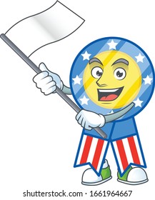 Funny USA medal cartoon character design with a flag