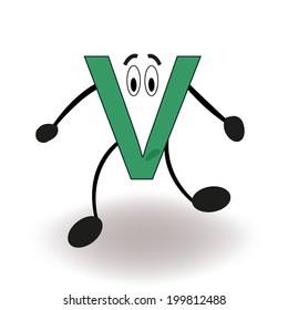 Funny V letter vector