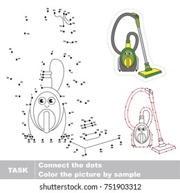 Funny Vacuum Cleaner. Dot to dot educational game for kids.