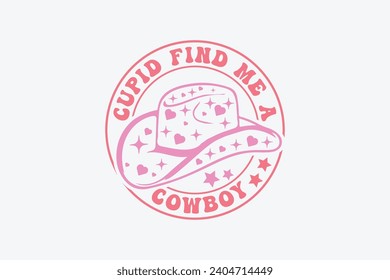 Funny Valentine Cowboy Retro EPS T-shirt Design. valentine's day mug EPS, Retro valentine's day EPS