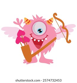 Funny Valentine monster vector cartoon illustration