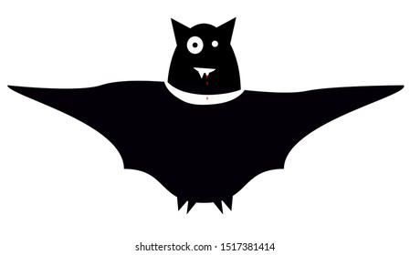 Funny vampire bat. Black bat icon vector illustration Halloween.