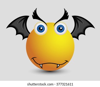 Funny Vampire Bat Vector Emoticon