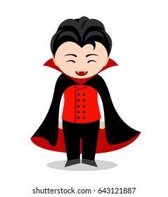 Funny vampire. Cartoon character. Vector flat illustration.