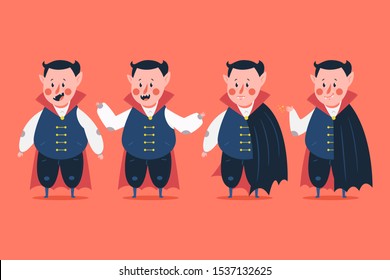 Funny vampire vector cartoon characters set isolated on background.