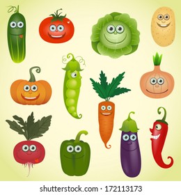 Funny Various Cartoon Vegetables Set