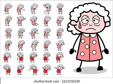 Funny Various Old Granny Character - Collection of Concepts Vector illustrations