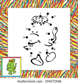 Funny vector alien (second). Dot to dot