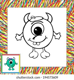 Funny vector alien (third). Coloring book