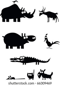 Funny Vector Animal Black Silhouettes