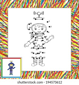 Funny vector astronaut dot to dot