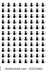 funny vector backdrop design with black cats silhouettes, cloth design