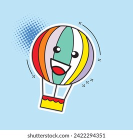 Funny vector background with balloon. Hand drawing summer card.