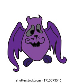 Funny vector bat . Children's holiday design for Halloween for banners, postcards