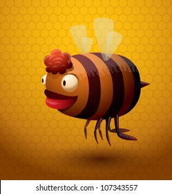 Funny vector bee 02