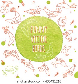 Funny vector birds card