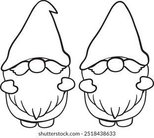 Funny and funny vector black and white gnomes 