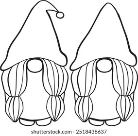 Funny and funny vector black and white gnomes 