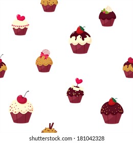 funny vector cakes. seamless pattern