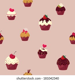 funny vector cakes. seamless pattern