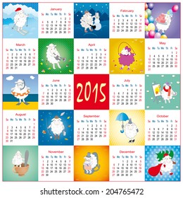 funny vector cartoon calendar with sheep