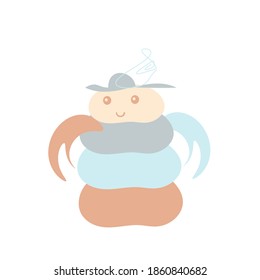 Funny vector cartoon character. Cute snowman of colorful abstract shapes.