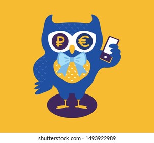 Funny vector cartoon character of owl 