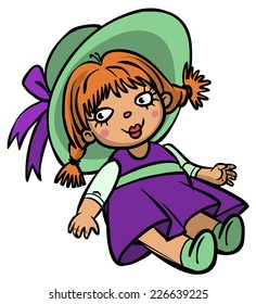 Funny vector cartoon colorful doll isolated background